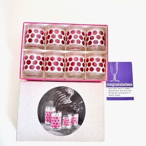 CONCORD STYLED BY LIBBEY SET OF 8 HOSTESS SET 302 JUICE GLASSES CRANBERRY DOT